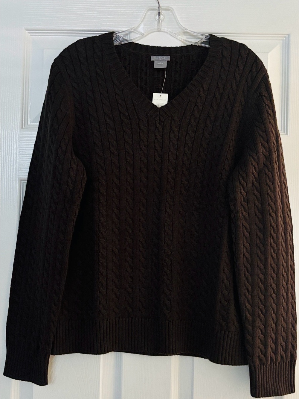 Ann Taylor Cable Knit V-Neck Sweater
Dark Brown - Picture 17 of 17